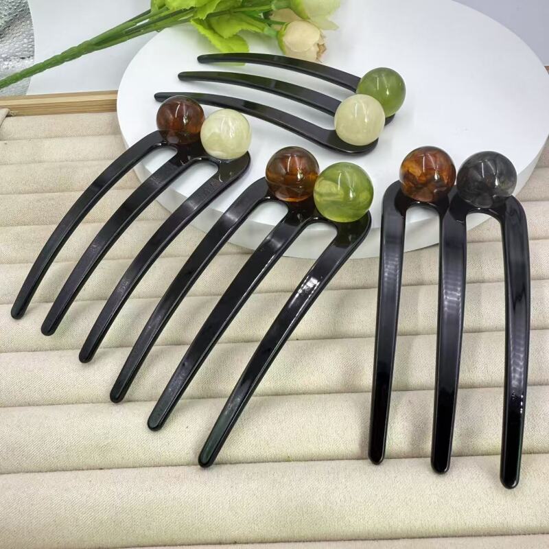 诗泊雅 新款贵气简约三齿珠珠发簪