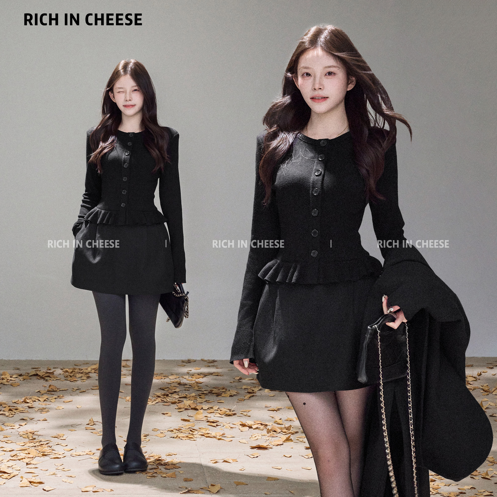 金川川 百搭半裙  复古时尚秋冬毛呢百搭韩版高腰蓬感花苞半裙