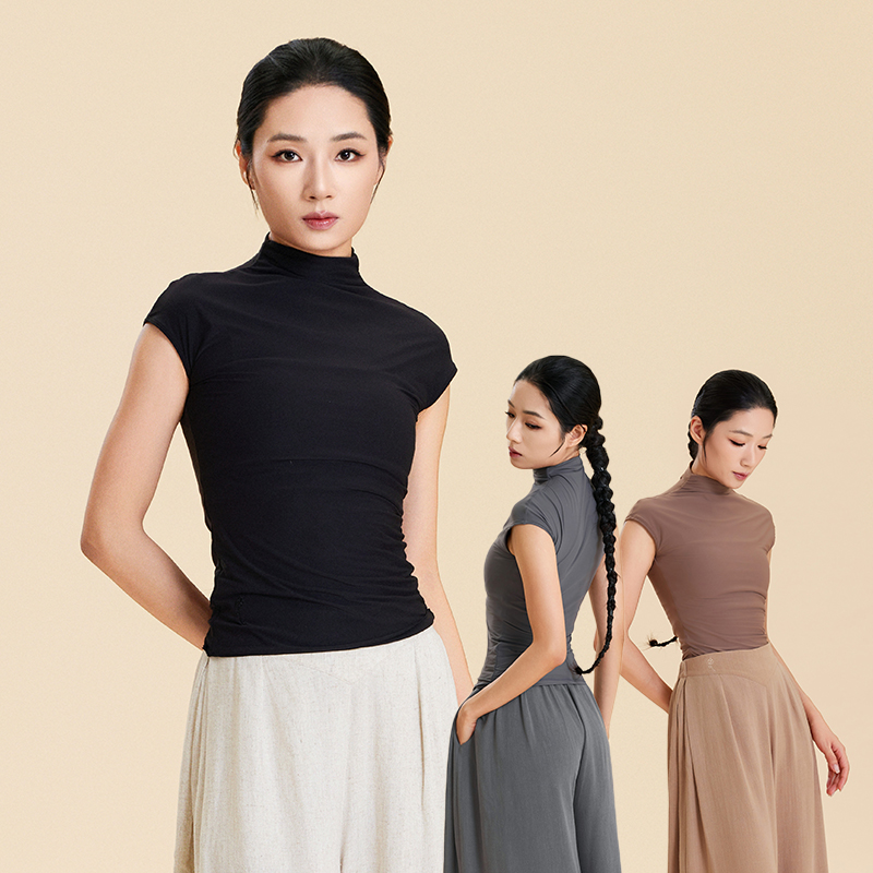 诗意花朵云感呼吸系列云岫半高领T恤日常跳舞练功服成人版舞蹈服