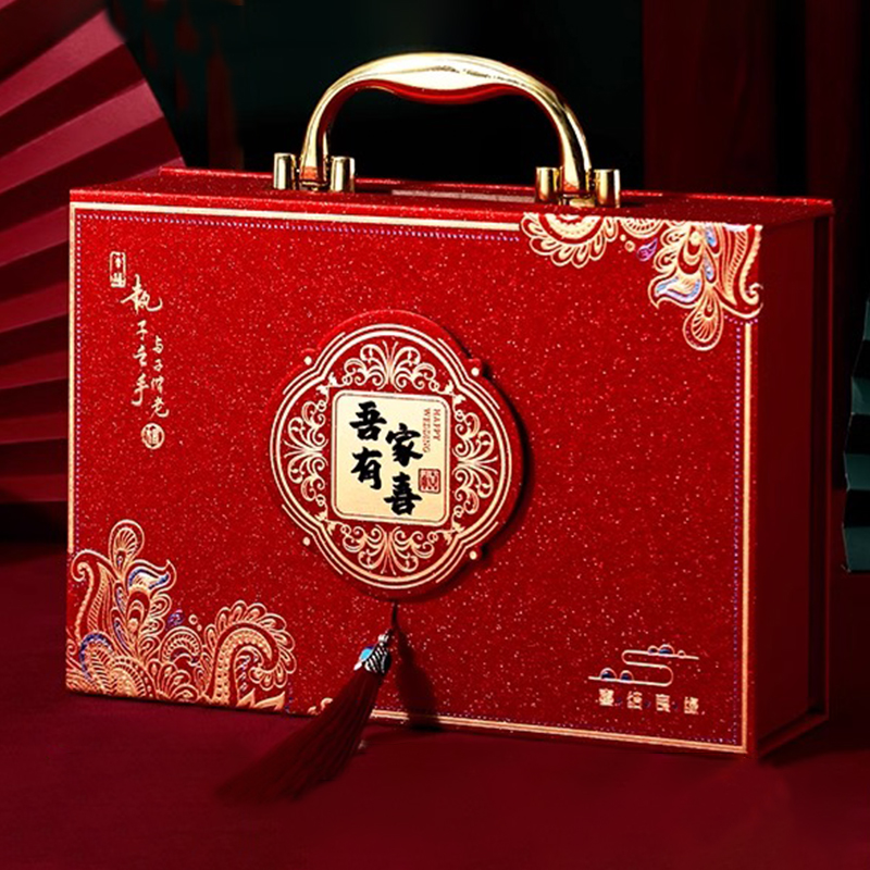 订婚彩礼钱盒子礼金盒结婚用品彩礼盒10万30万聘礼箱提亲礼盒高档