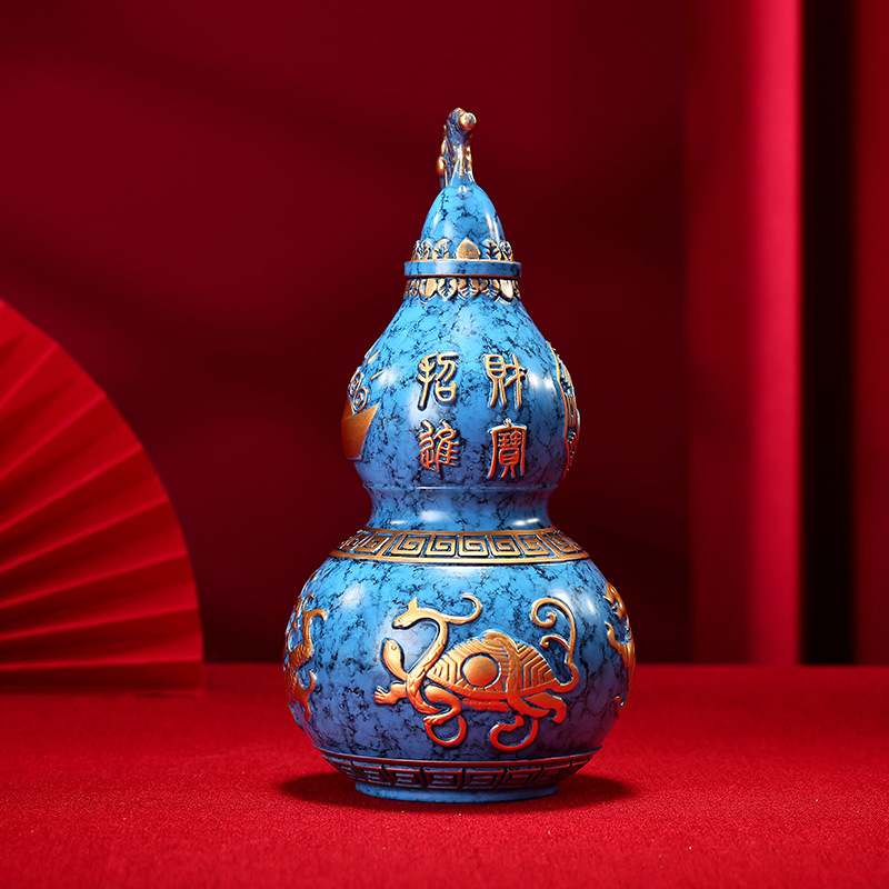 四神兽朱雀玄武青龙白虎纯铜八卦葫芦工艺摆件