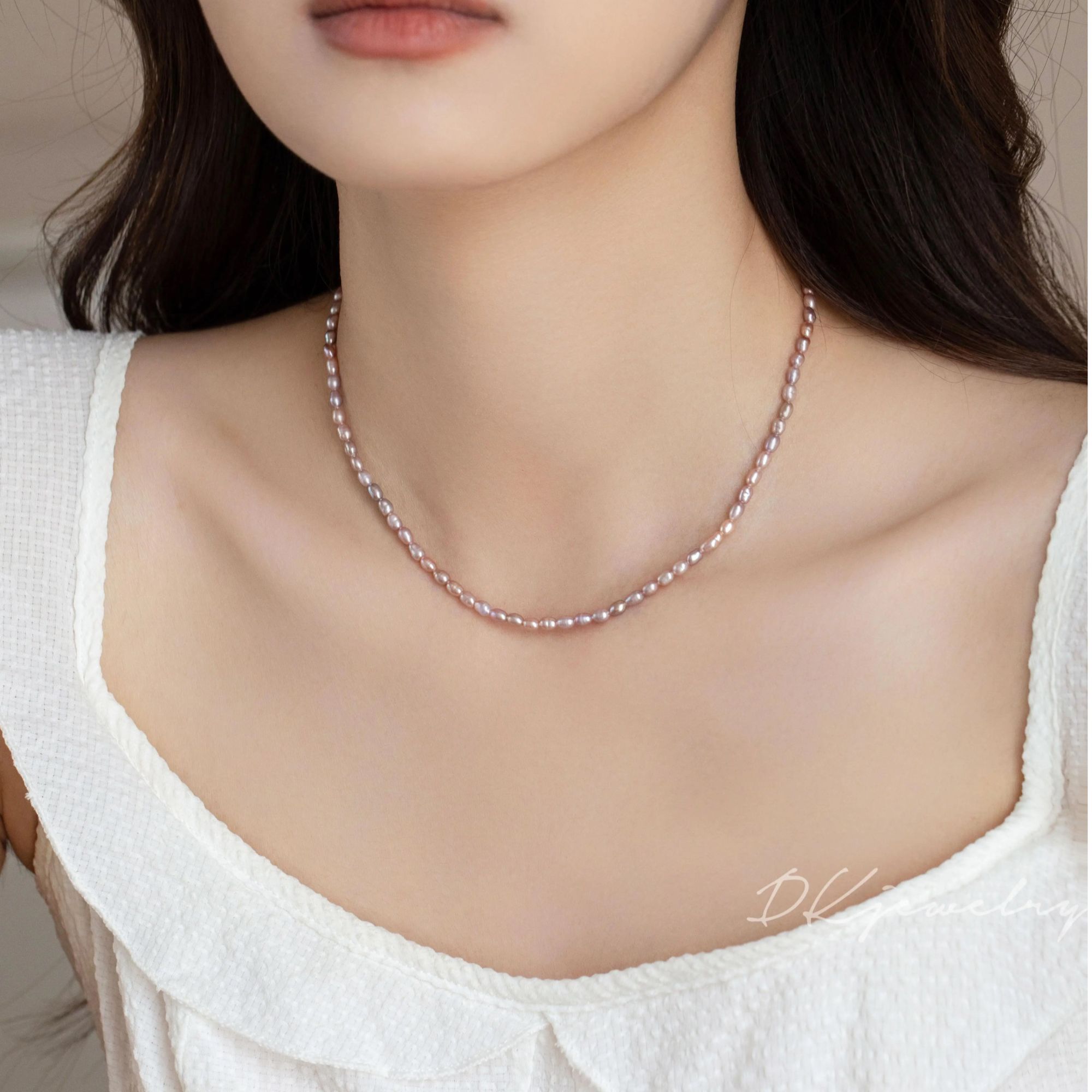 【稀有紫色】天然淡水珍珠小米珠项链女气质简约素链高级感锁骨链