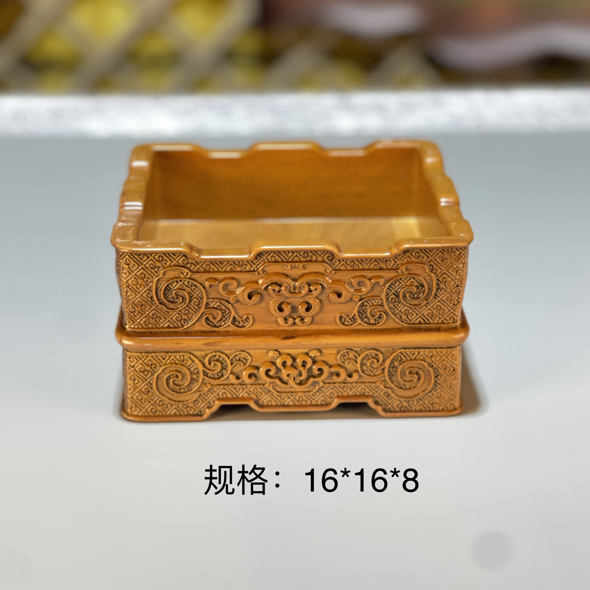 蒙餐餐具实木雕刻炒米盒