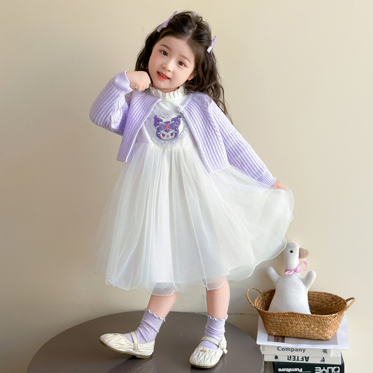 女童秋季连衣裙儿童2025新款洋气库洛米公主裙女孩子秋款针织外套