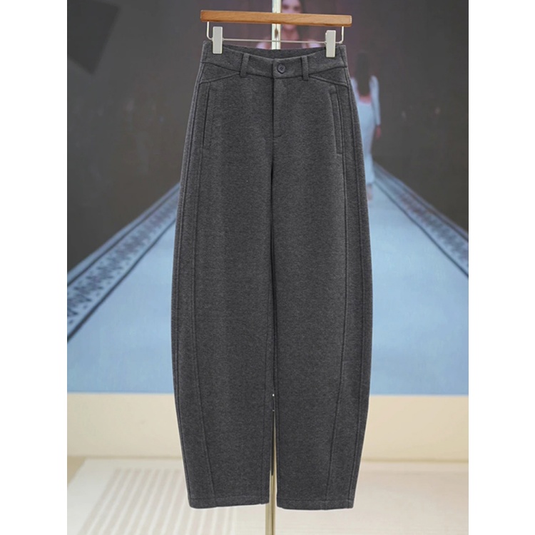 拉夏贝尔时髦洋气休闲裤子2025秋冬加厚镰刀裤新款香蕉阔腿运动裤