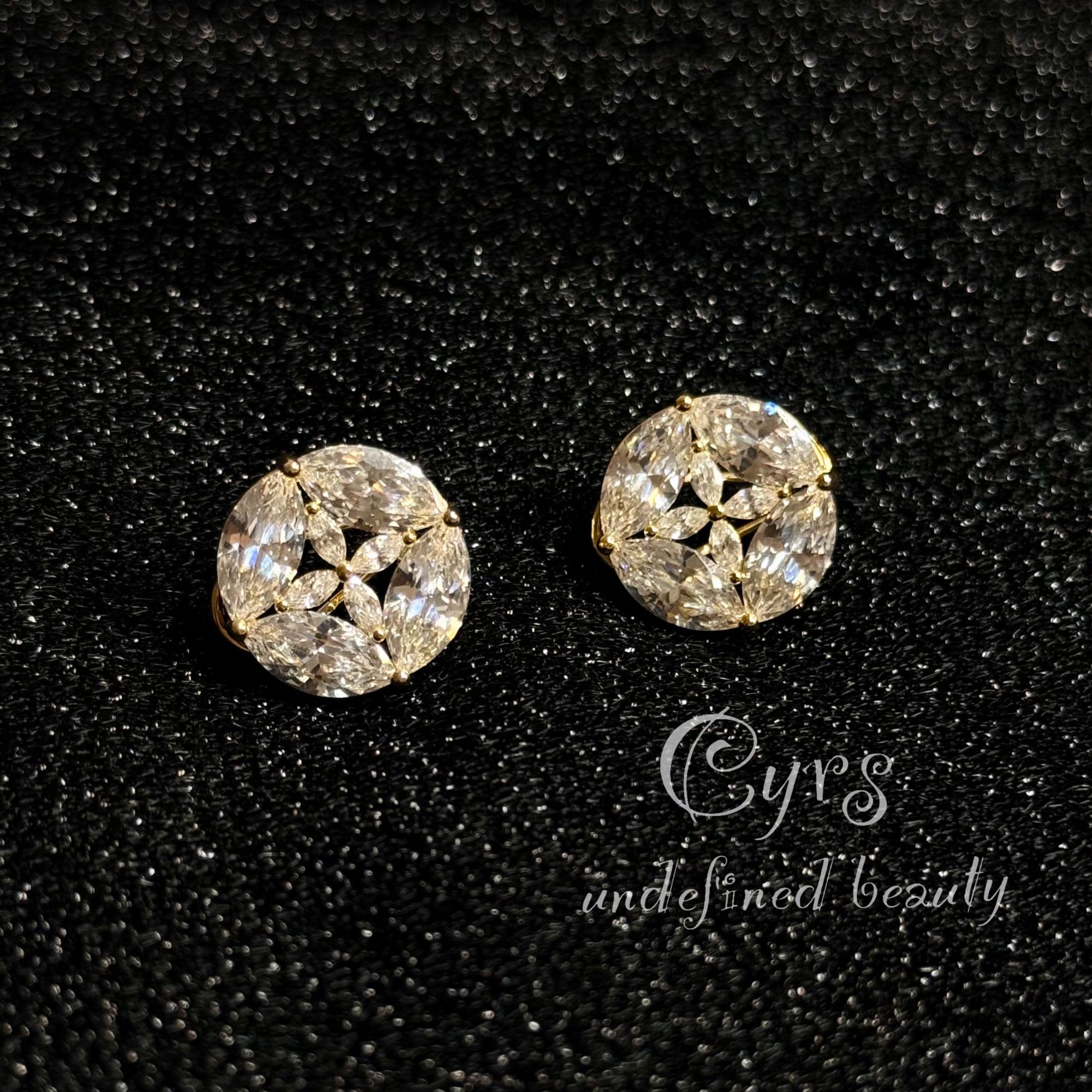 925银耳饰 Cyrs |【蔷薇星芒】中古风轻奢巴洛克鎏金满钻圣诞耳钉