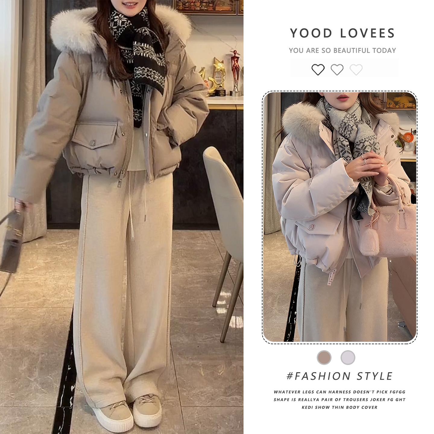 超好看毛领连帽短款棉服女冬季2025新款保暖面包服加厚棉衣外套