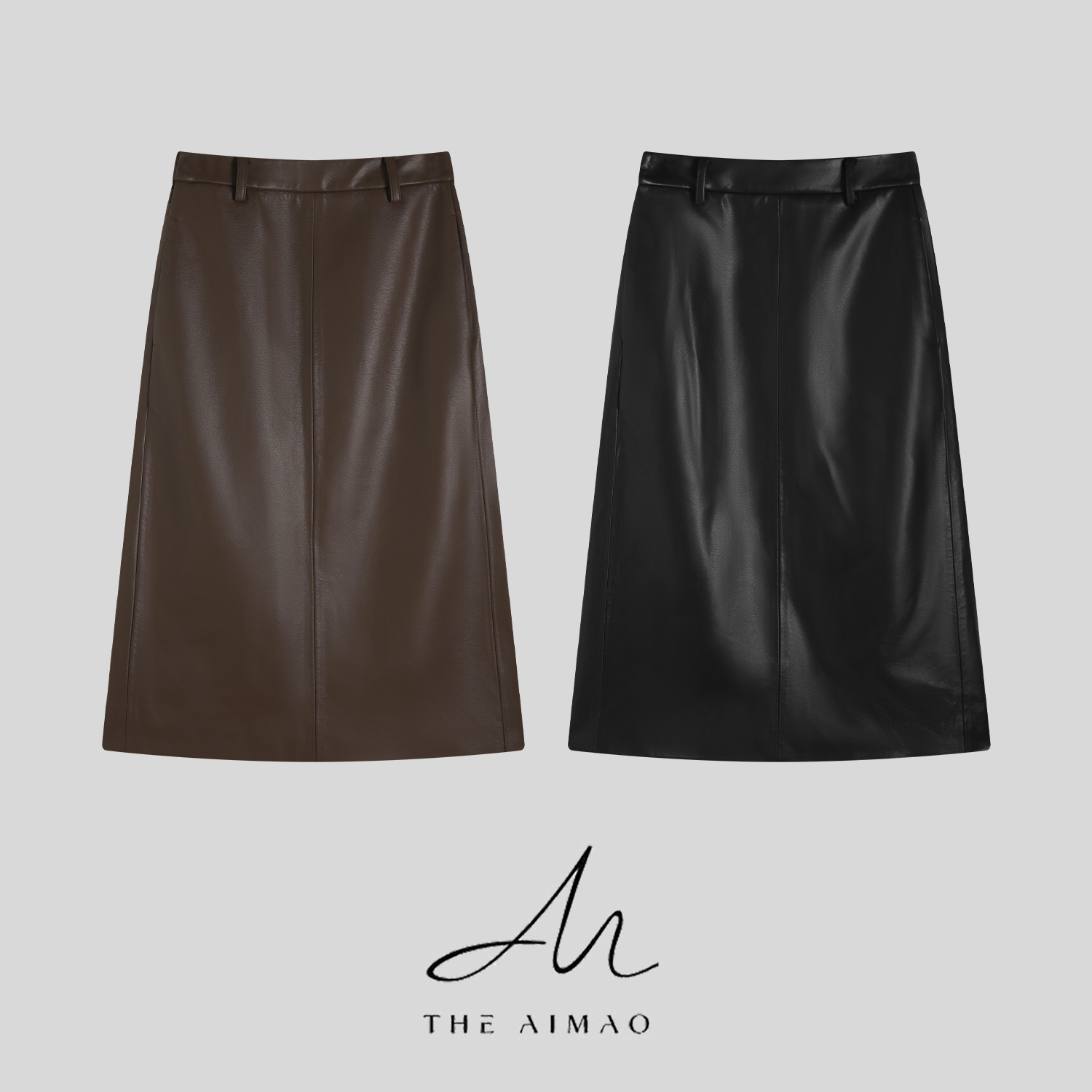 【THE AIMAO】摩登时代”环保蛋白皮混棉纺肉感后开叉半身裙XYX82832