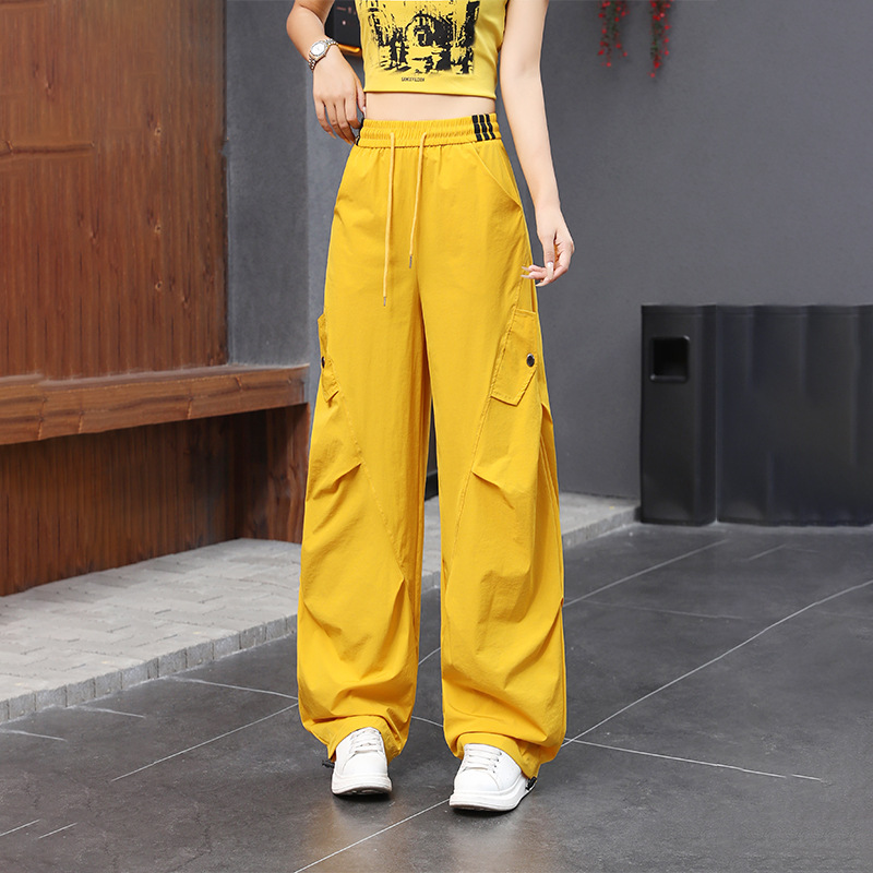 伞兵工装裤女夏季新款广场舞高腰弯刀裤户外运动速干休闲阔腿长裤