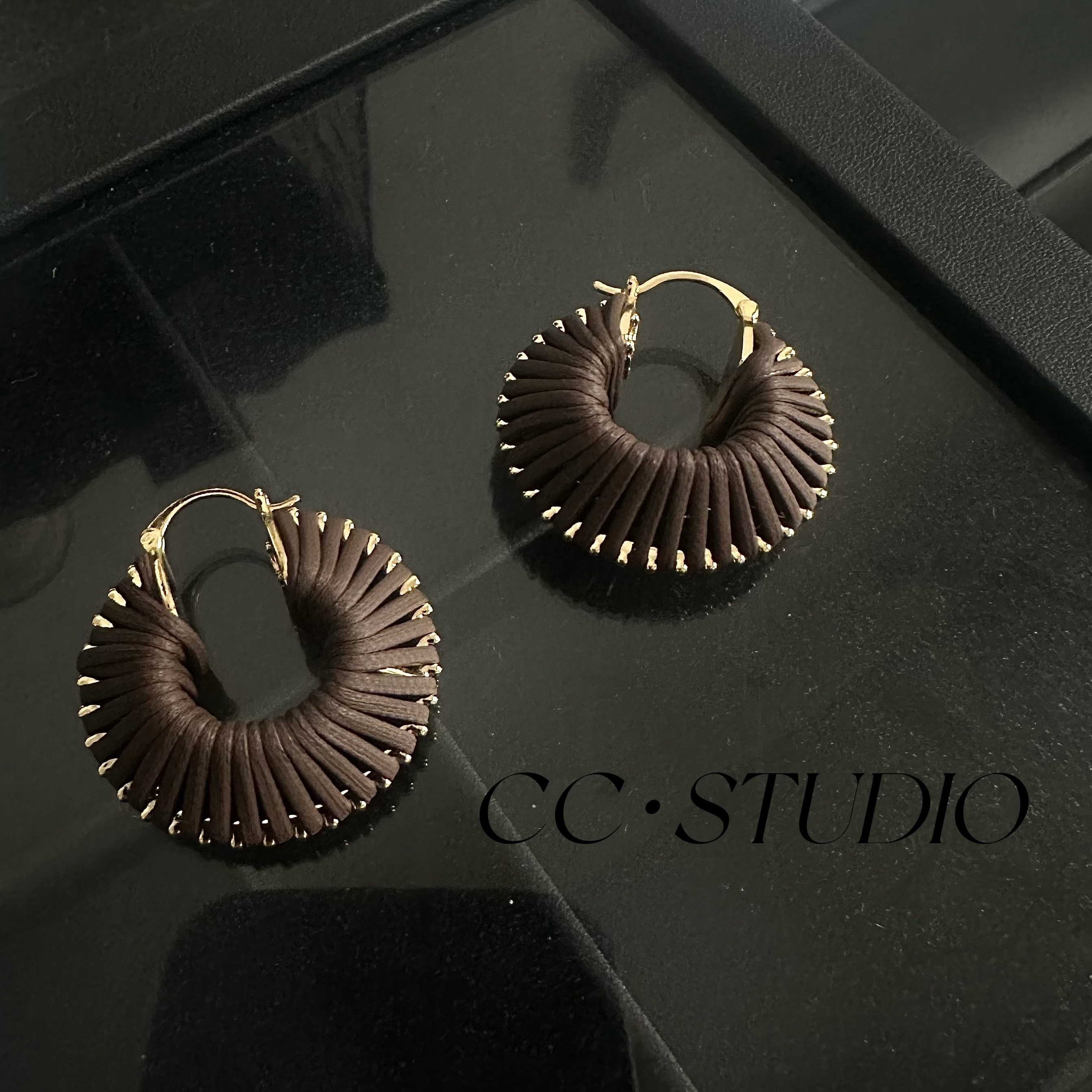 铜合金皮质耳饰 欧美个性皮革编织耳圈