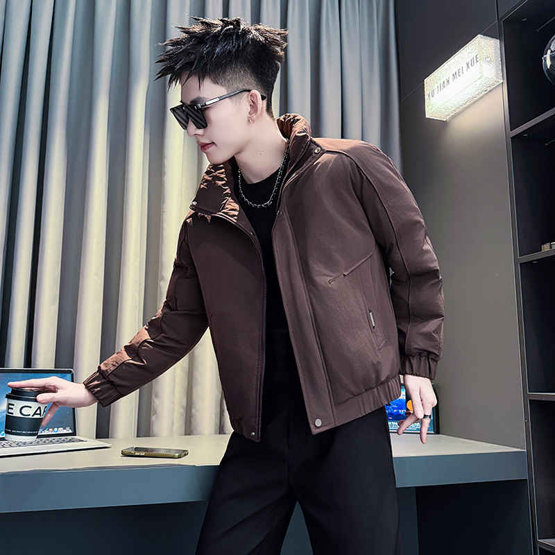 男士冬季痞帅棉服2025新款潮牌百搭休闲工装解构立领短款棉衣夹克