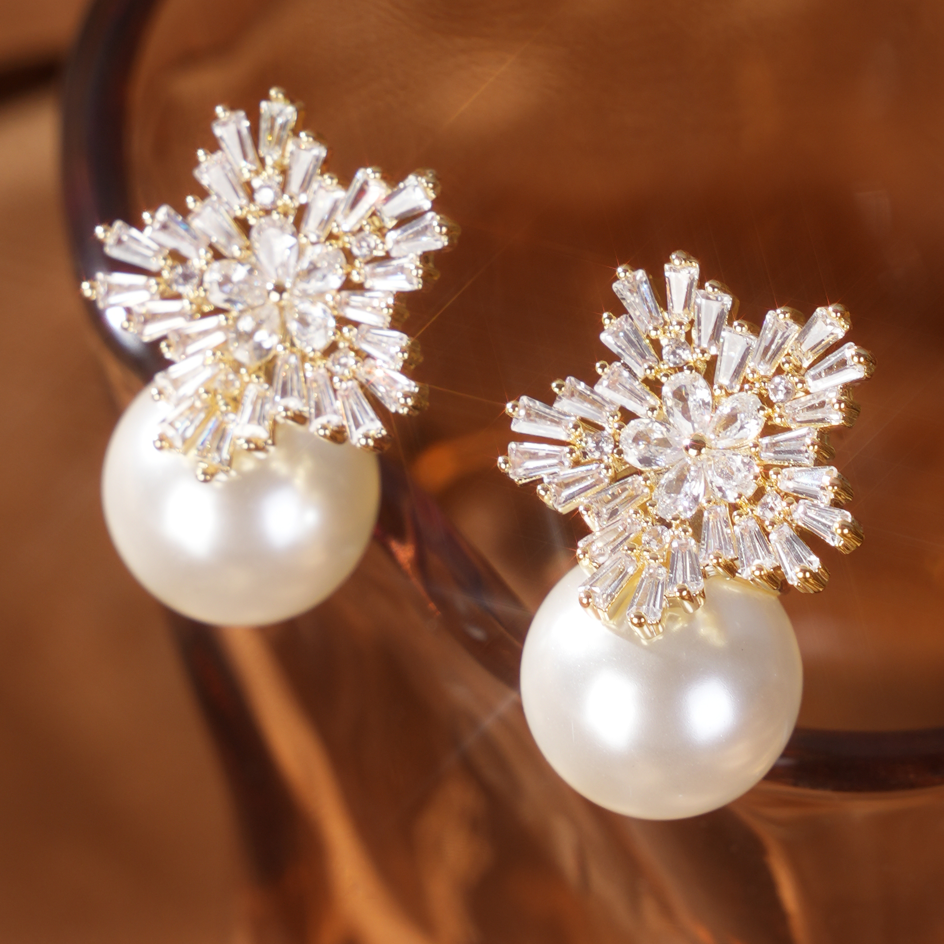 【KEFAN珂梵】轻奢法式高级感耳饰时尚百搭珍珠耳环雪花耳钉