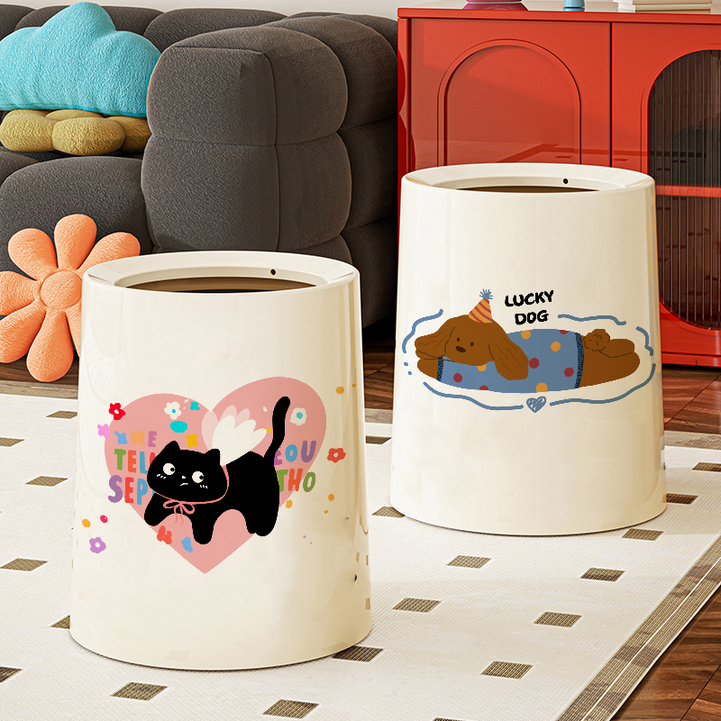 新款大号家用高颜值卫生间客厅可爱卧室纸篓触摸翻盖防臭垃圾桶