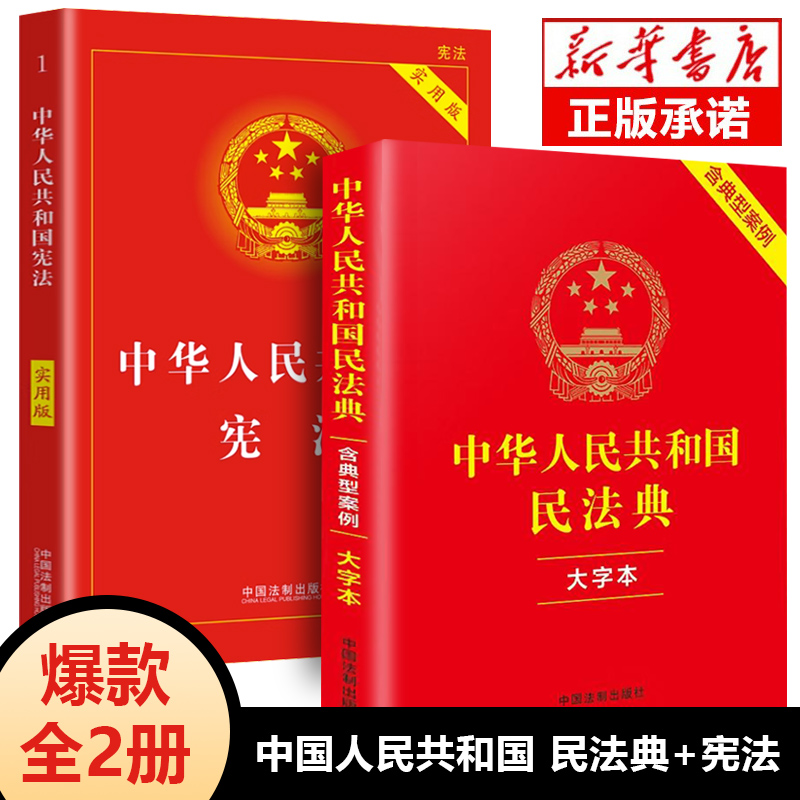 【全2册】中华人民共和国民法典（大字本）（含典型案例）+宪法