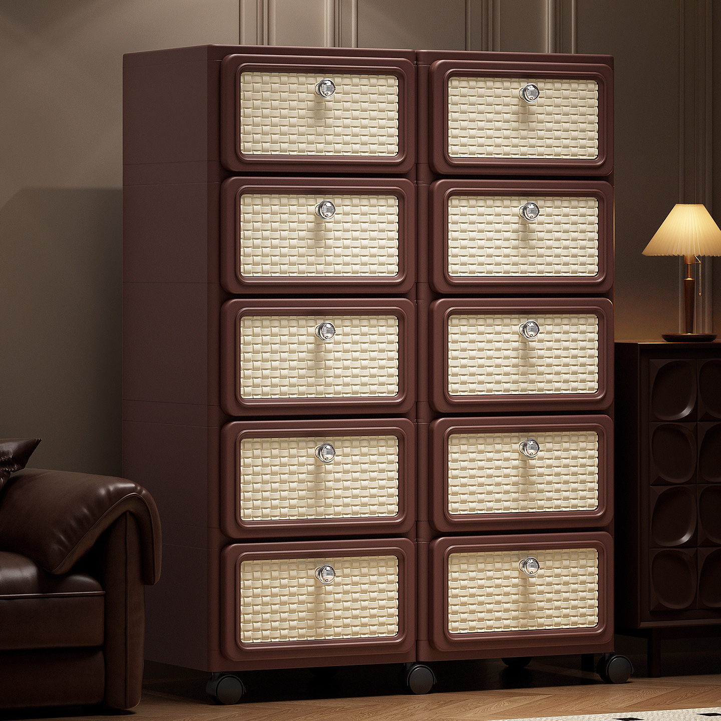 收纳柜抽屉式家用客厅置物柜子塑料多层杂物零食储物柜卧室床头柜