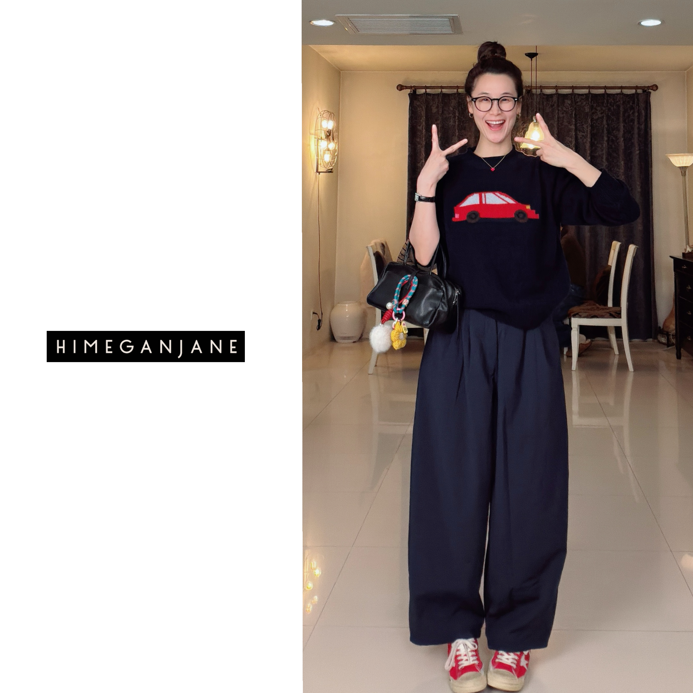 HIMEGANJANE“保命大棉裤”阔腿蚕丝夹棉宽松休闲棉裤75166