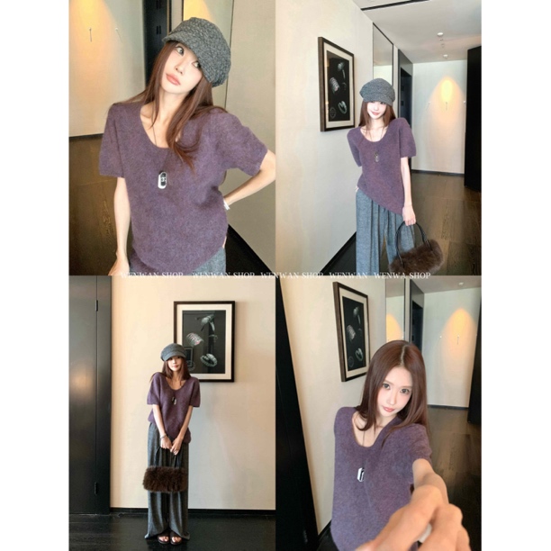 【Violet】针织短袖设计显瘦百搭气质毛衣