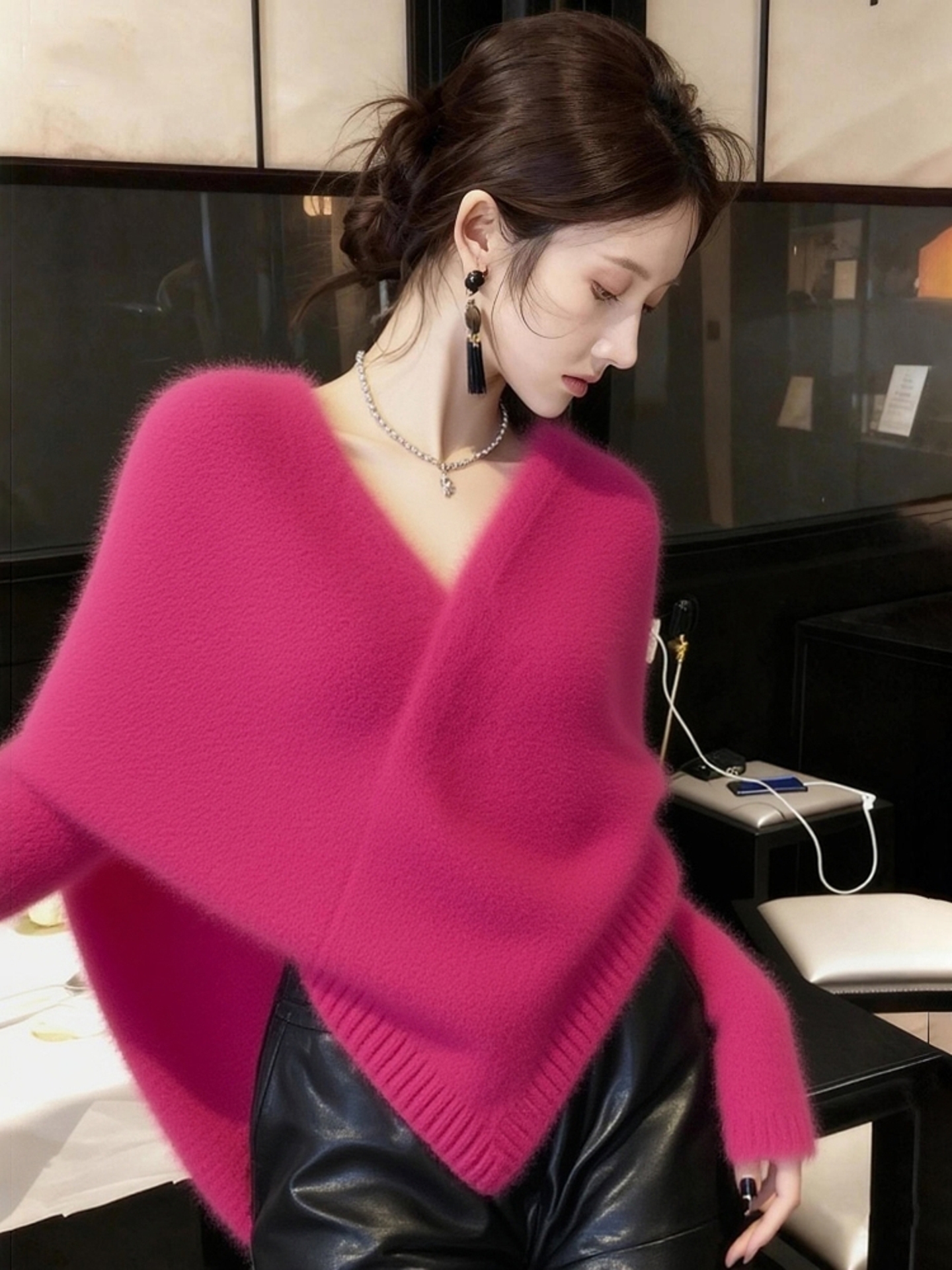 韩系高级感斗篷披肩毛衣女2025秋冬新款时尚洋气宽松显瘦百搭上衣