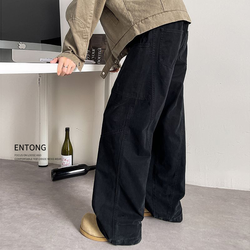 Entong美式cleanfit工装裤男款宽松秋冬加绒百搭vibe直筒休闲裤子