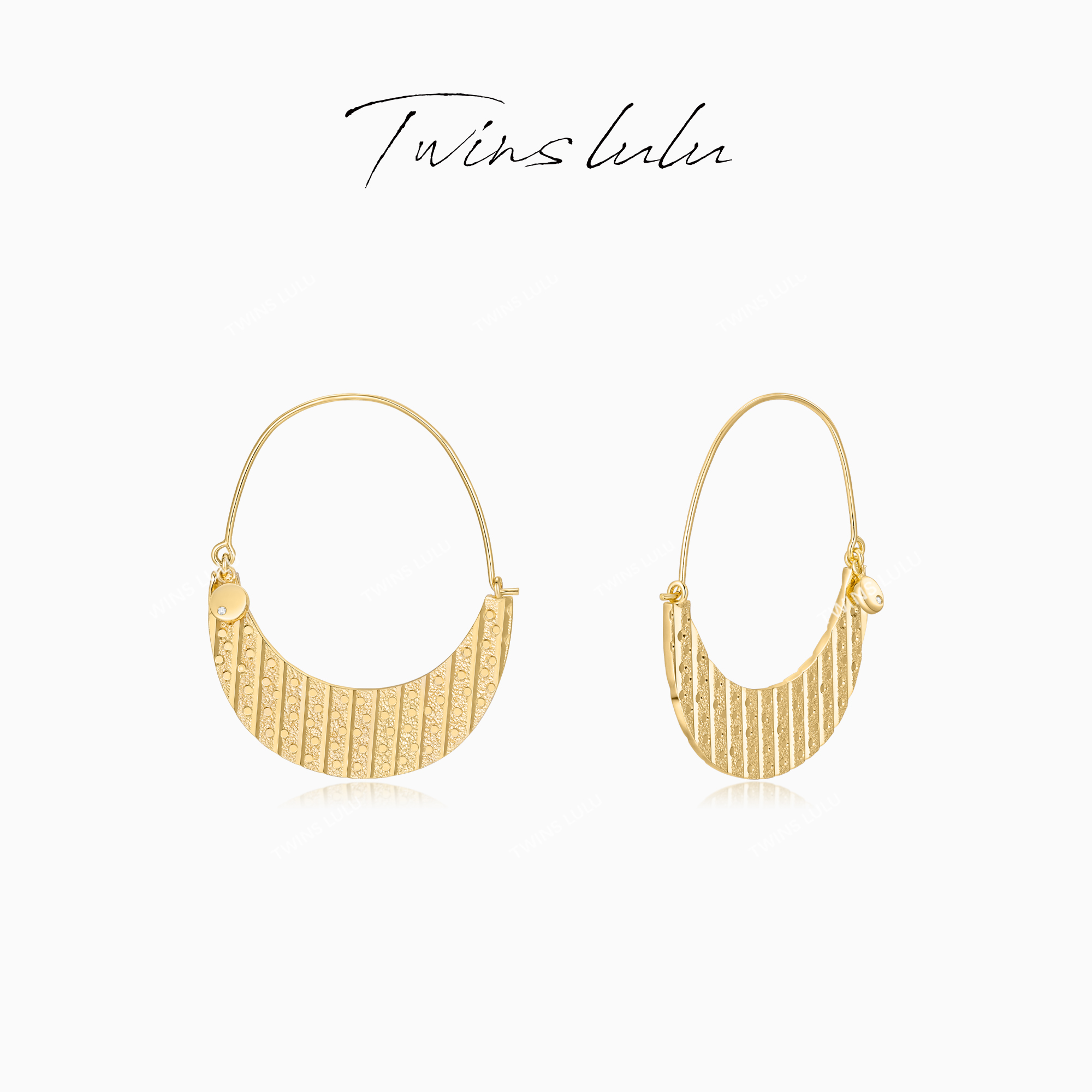 TWINS LULU【胧月】新年款高级简约轻奢风条纹耳环TSL3255