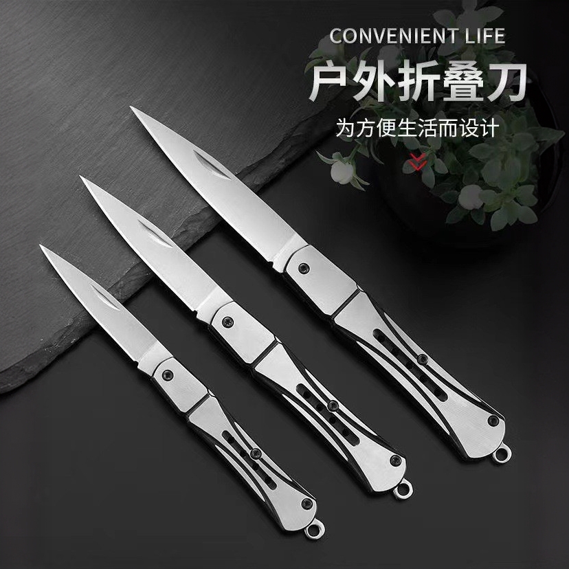 便携锋利不锈钢水果刀户外野营折叠刀便携式钥匙扣小刀迷你拆箱刀