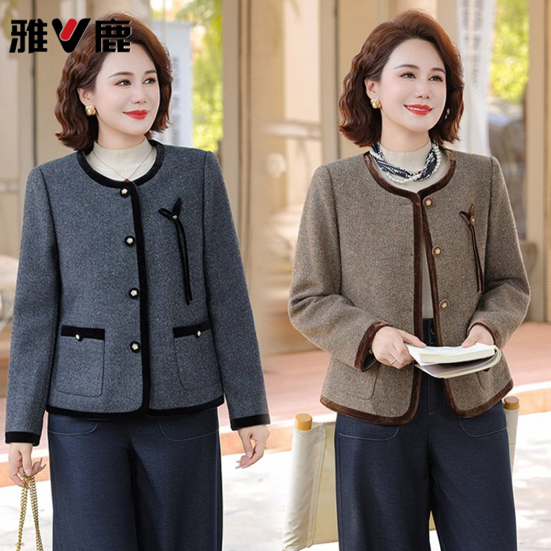 雅鹿优选中年女装小香风短款外套女秋季时尚新款气质名媛洋气中年