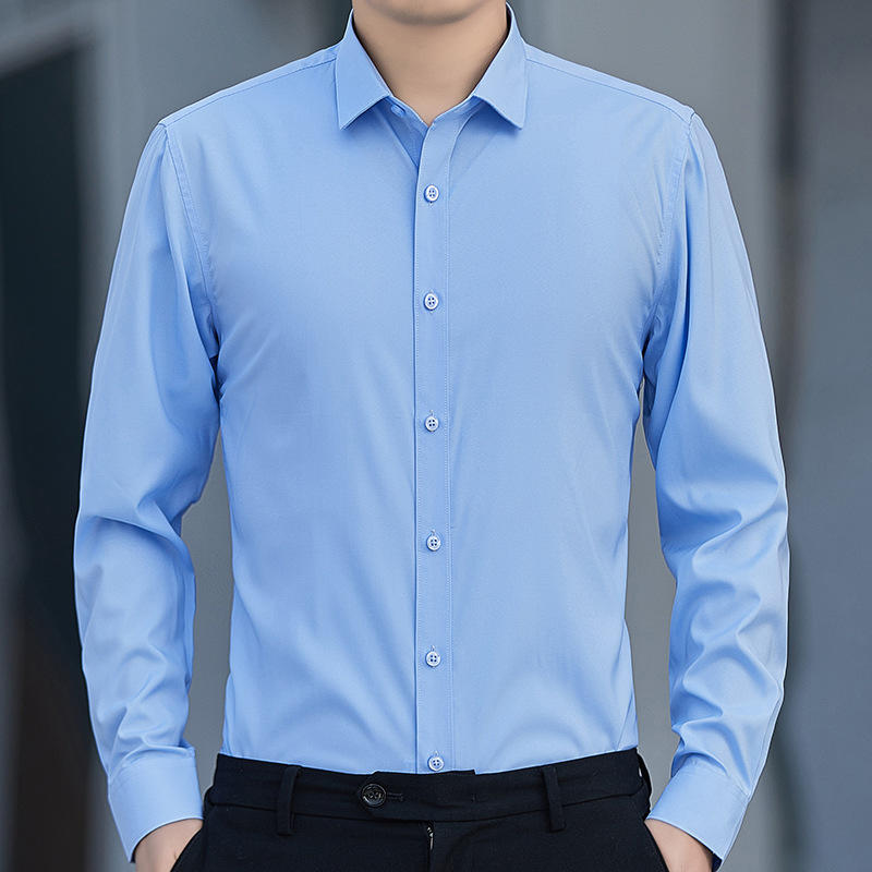 秋季高端白衬衫男商务休闲正装免烫职业纯色衬衣高档修身男装