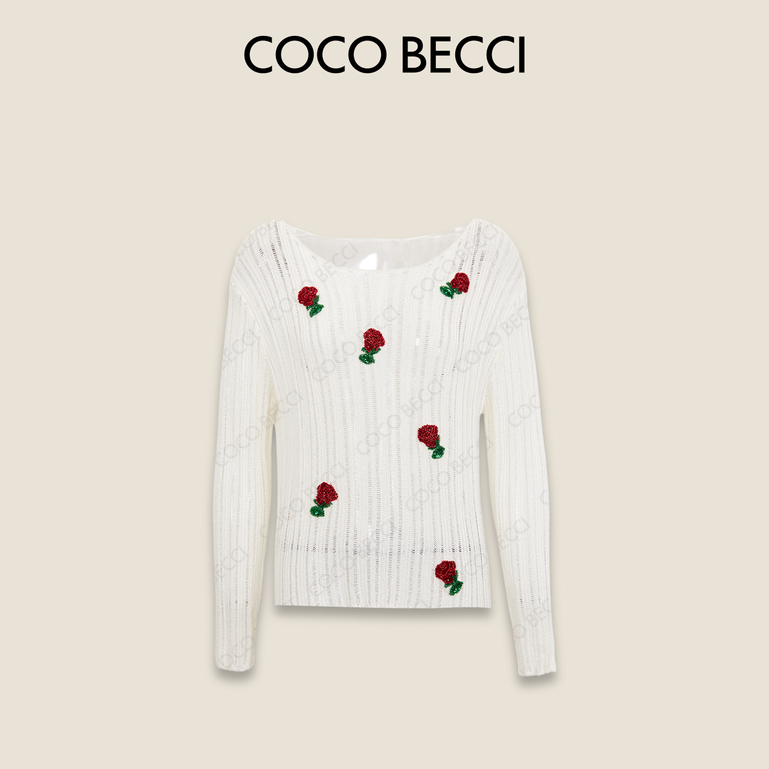 COCO BECCI【玫瑰故事】玫瑰缕衣甜美浪漫精致针织衫CFXYC131047