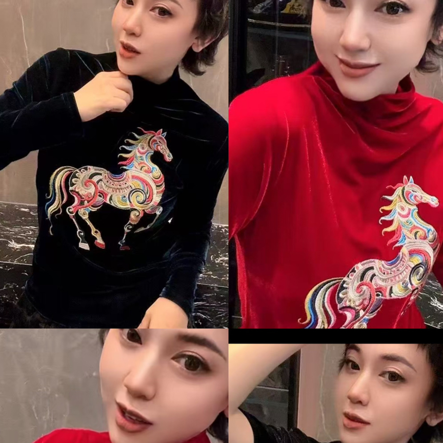 重工刺绣小马衫8958HGFYCQ