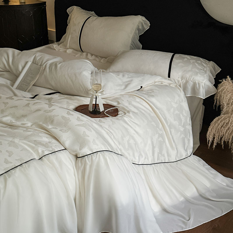 法式秋冬加厚双面牛奶绒四件套被套保暖珊瑚绒公主风1.8m床上用品