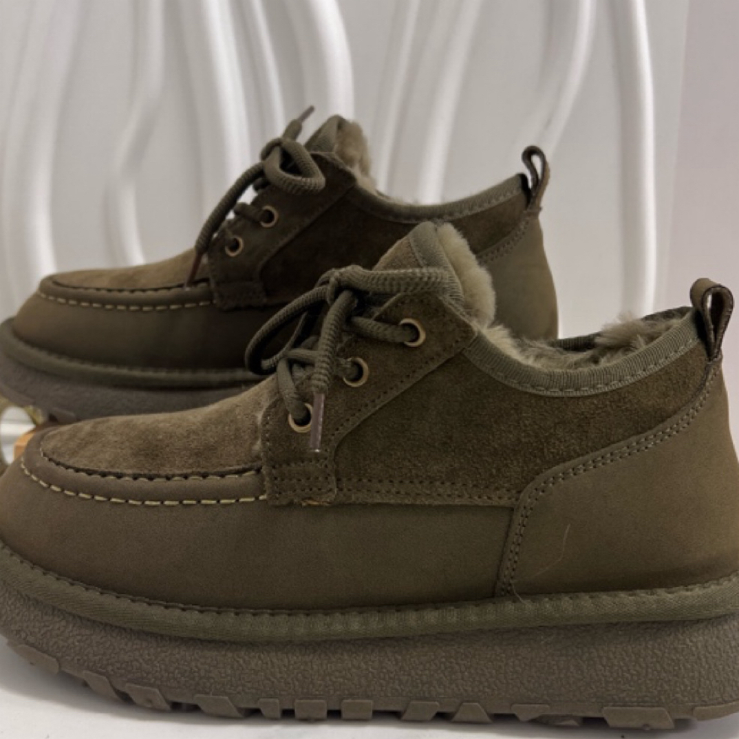 8588牛皮皮毛一体雪地靴加绒系带保暖防水时尚雪地靴舒适时尚冬季