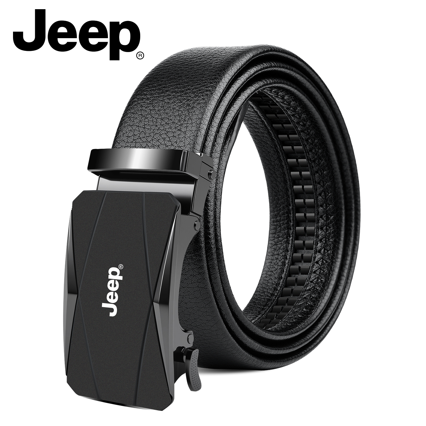 Jeep男式商务时尚皮带真皮潮流高级感腰带男士自动扣款纯牛皮裤带