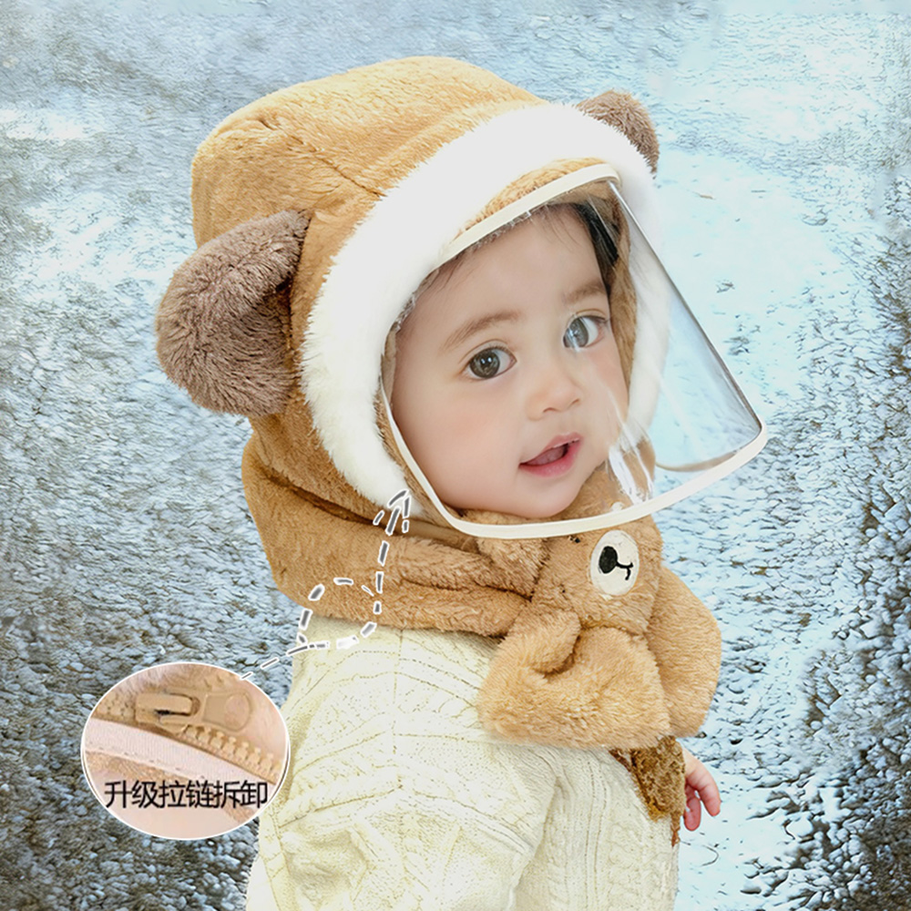 宝宝帽子秋冬季男童女童防风面罩护耳套头帽婴幼儿保暖一体帽加厚