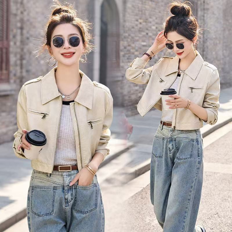 欧货高级感皮衣短外套女春秋新款百搭时尚洋气小个子机车夹克上衣