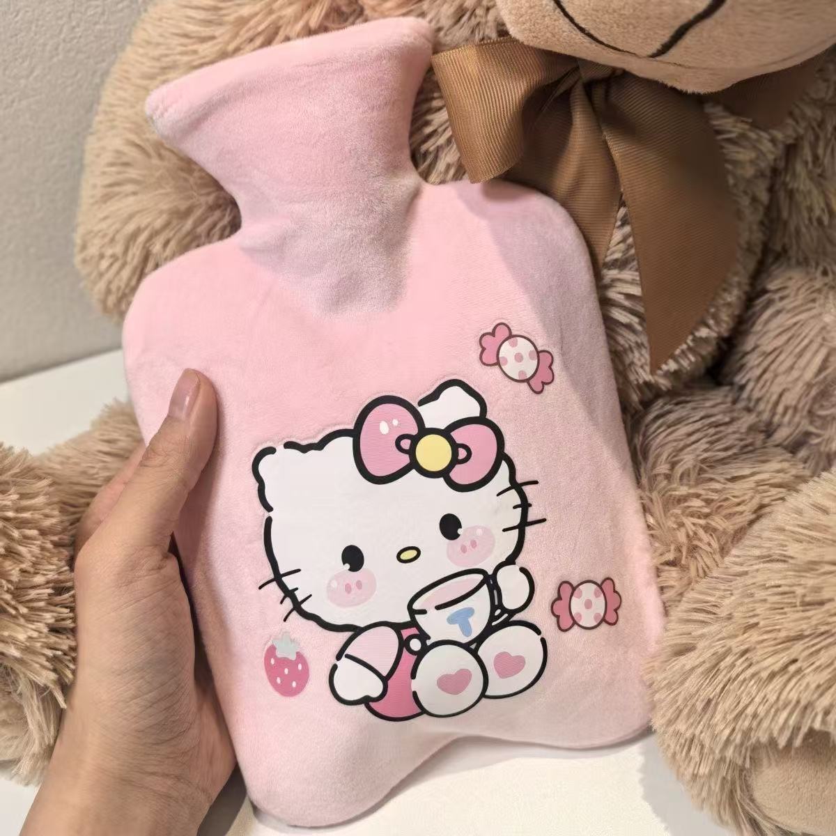 冬季卡通粉色可爱哈喽KT猫热水袋便携学生宿舍用注水式加厚暖手宝