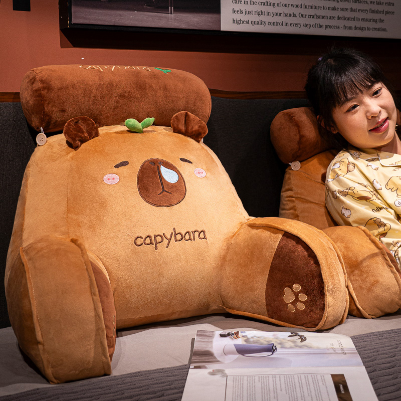 卡皮巴拉床头靠垫软包护腰靠枕大靠背沙发抱枕宿舍学生床上躺枕头