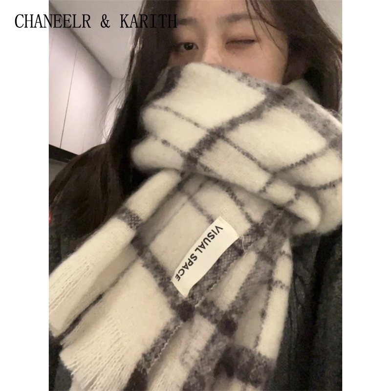 CHANEELR & KARITH围巾女2025新款冬季格子情侣同款复古保暖围脖