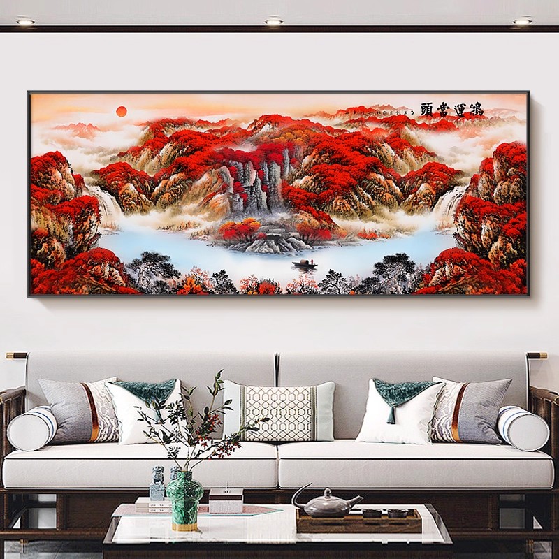 鸿运当头（横幅）客厅沙发挂画2025沙发办公室晶瓷网红家居装饰品