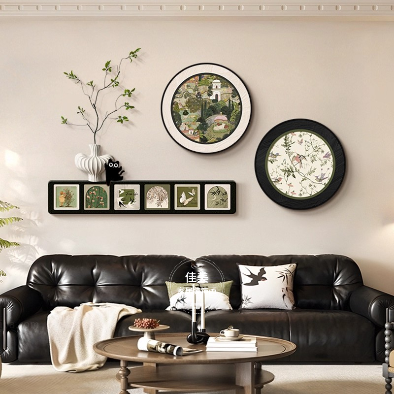 法式中古风客厅装饰画组合画沙发背景墙挂画餐厅餐桌壁画2025新款