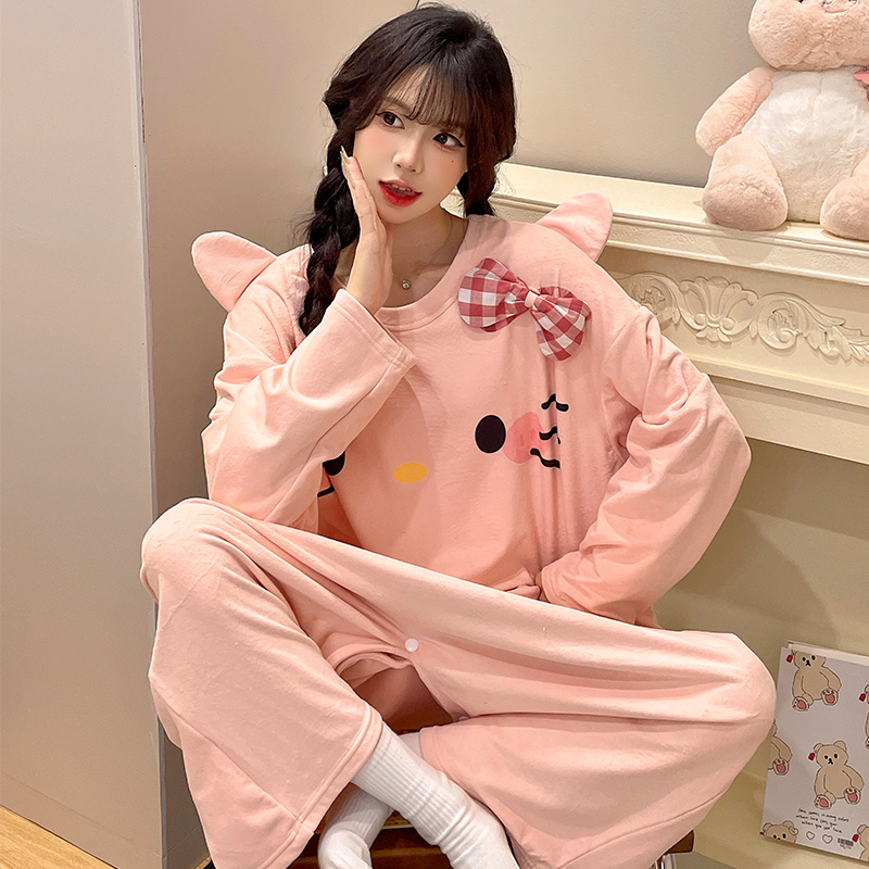 Hello Kitty（凯蒂猫）海岛绒毛绒连体卡通可爱睡衣女冬款可外穿