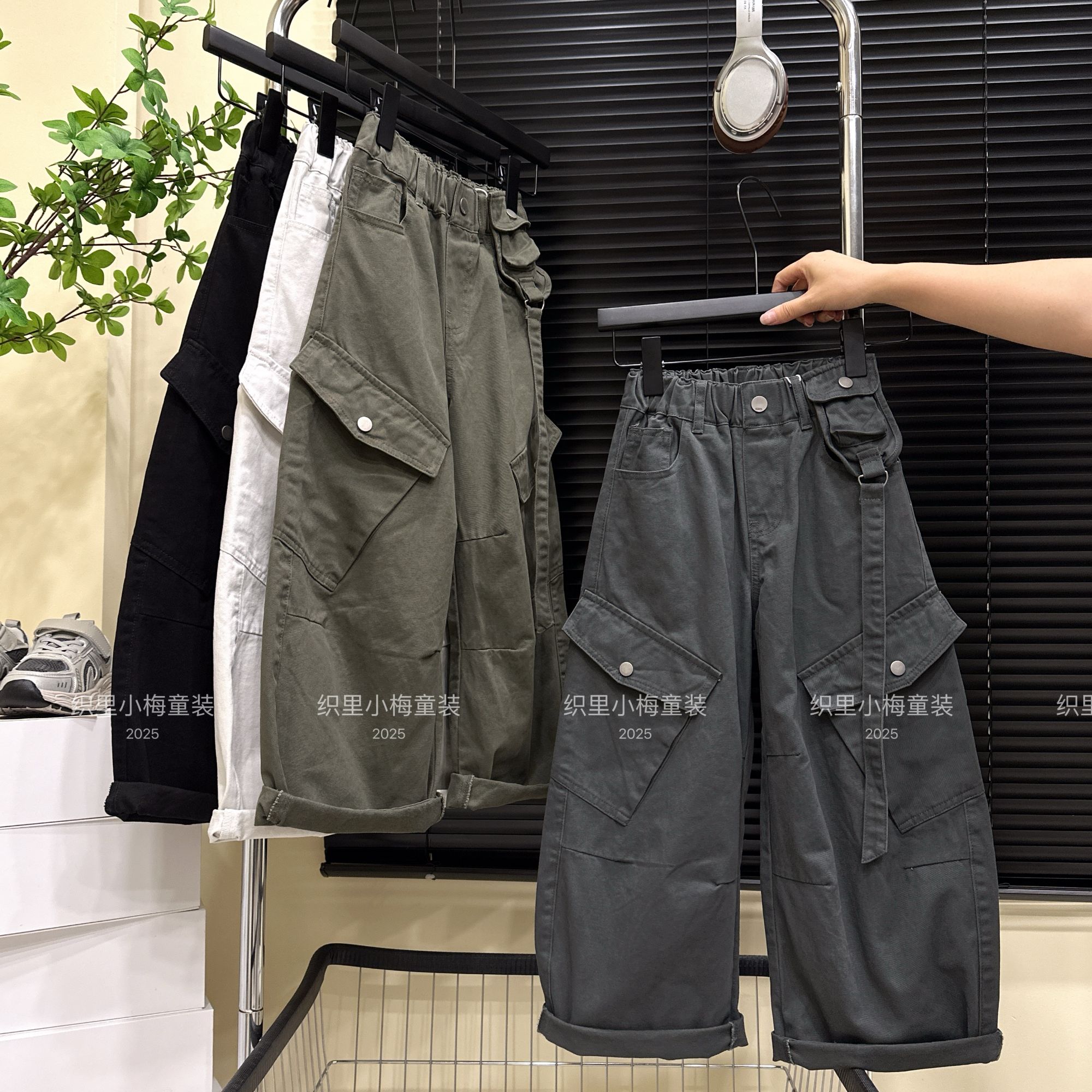 秋季新款男童纯棉男女童工装裤子痞帅2025弯刀直筒裤宽松潮1916
