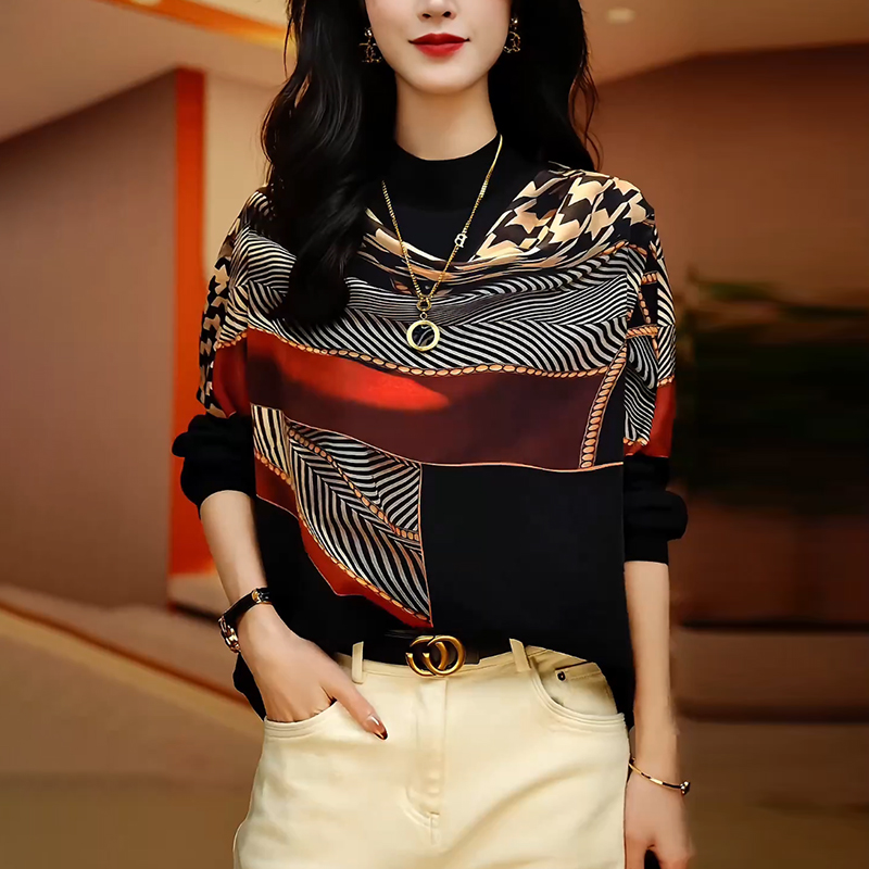 秋冬新款女贵夫人洋气打底衫时尚宽松大码显瘦独特漂亮小衫上衣