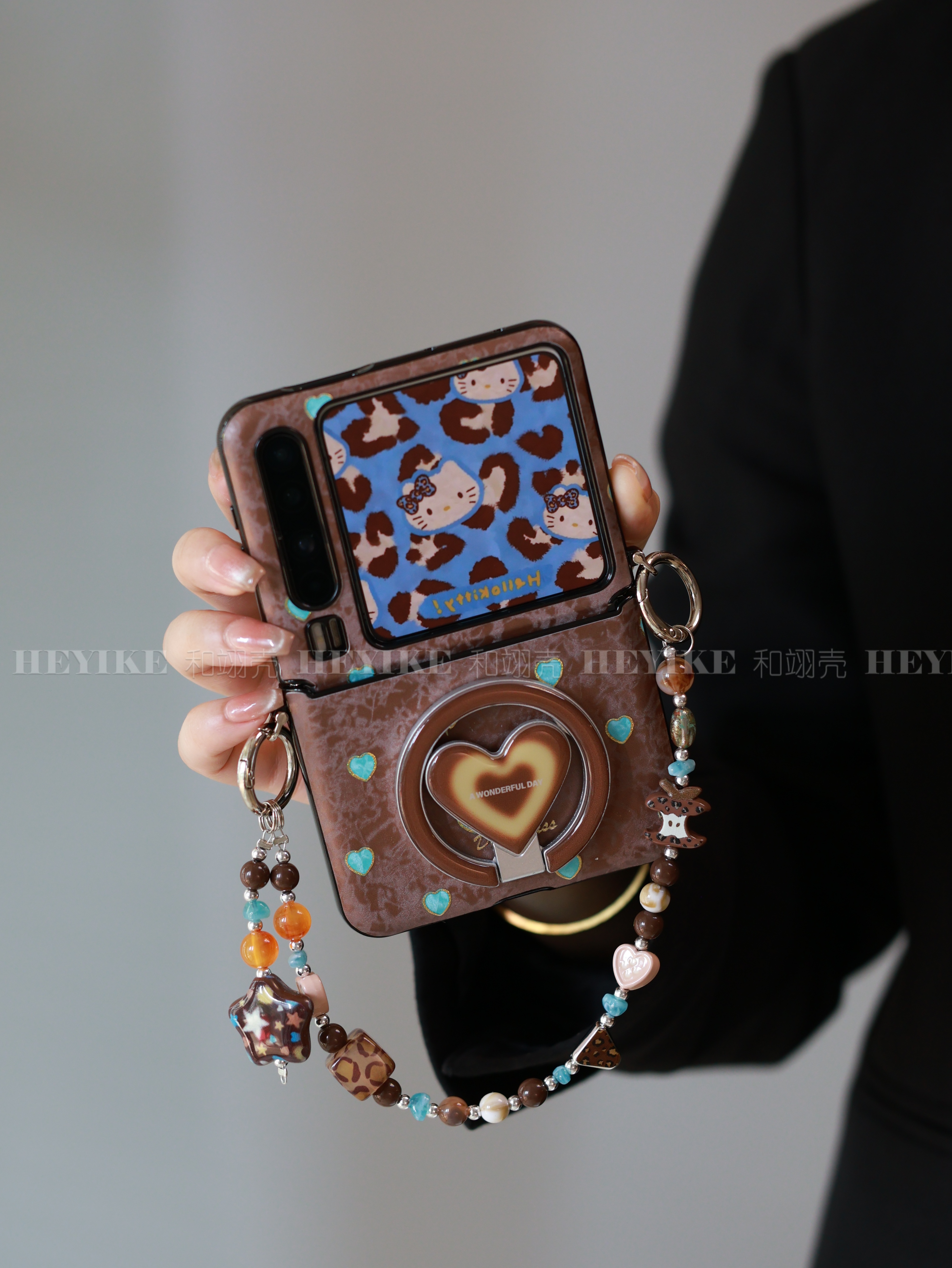 秋冬蓝棕爱心适用华为purax手机壳磁吸magicvflip2防摔pocket2新