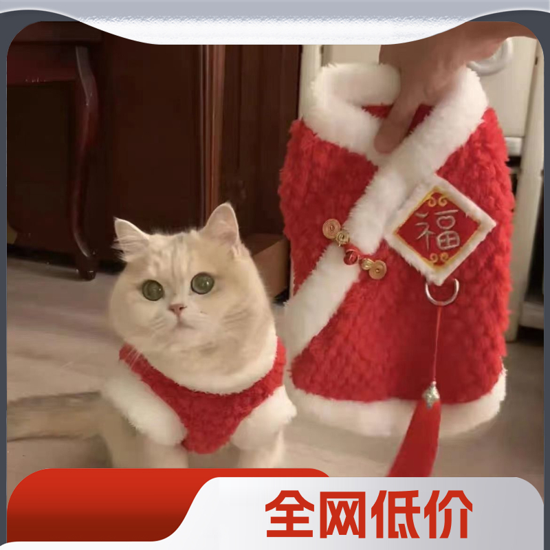 猫咪新年衣服秋冬装保暖加厚可爱ins蓝金渐层布偶猫蓝猫红色过年