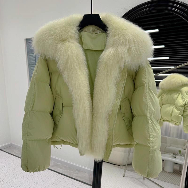 大毛领棉服女款2025新款冬季时尚洋气小个子加厚棉衣保暖外套棉袄