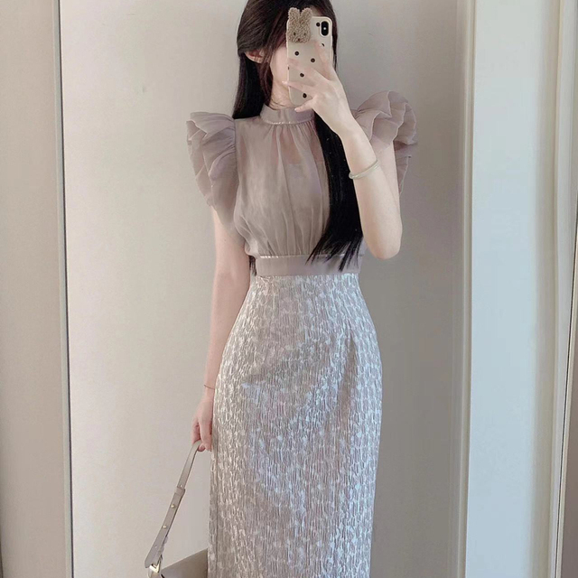 夏季富家千金感穿搭御姐轻熟风气质名媛上衣吊带连衣裙两件套装女