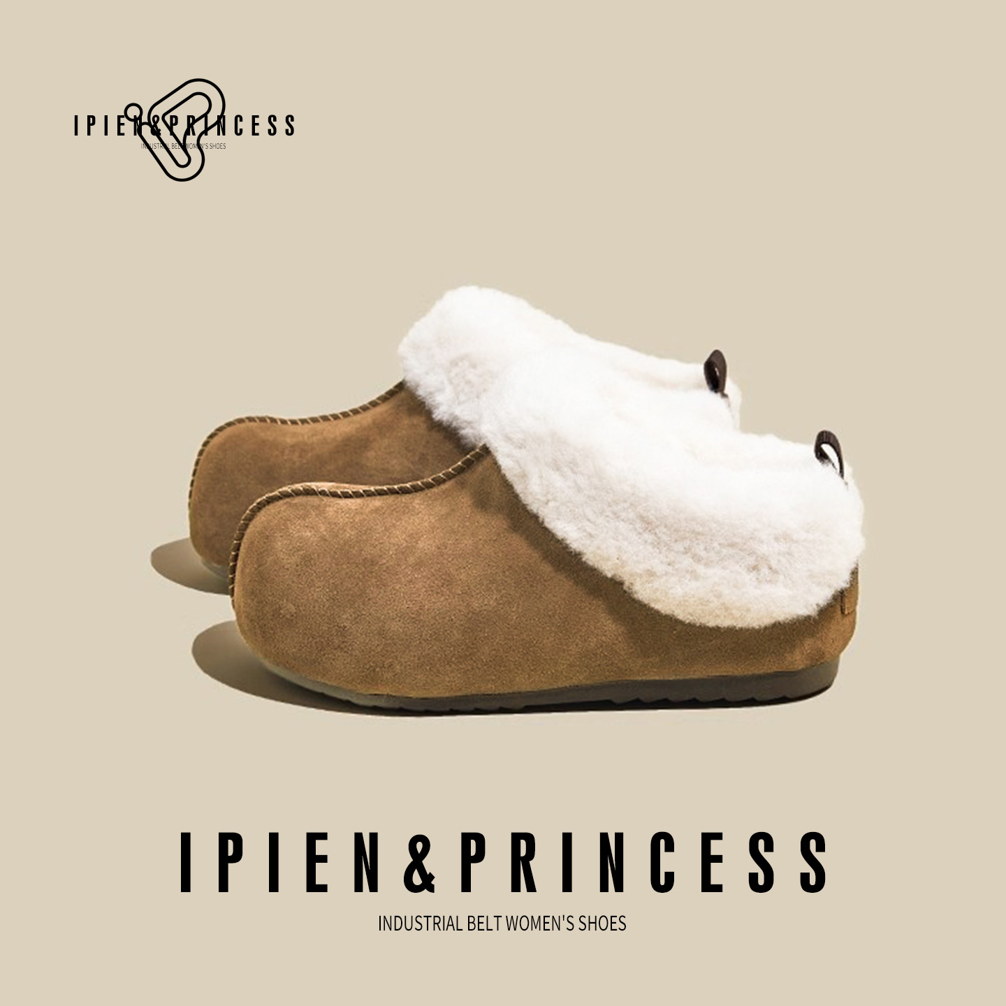 毛边懒人一脚蹬外穿雪地靴女2025冬季新款爆款软底舒适毛绒棉拖鞋