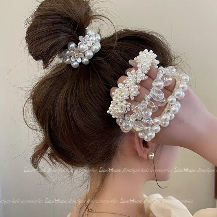 高版本~精致珍珠发圈头绳2024新款高级感橡皮筋女扎头发优雅皮套