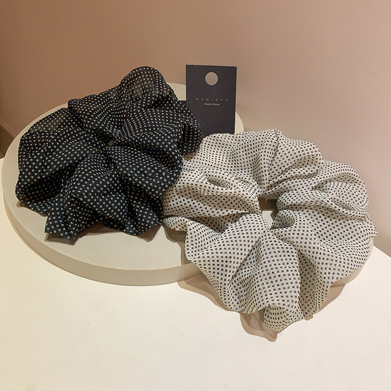 温柔百搭波点大肠发圈儿童网纱复古气质感属头饰日韩布艺非扎头绳