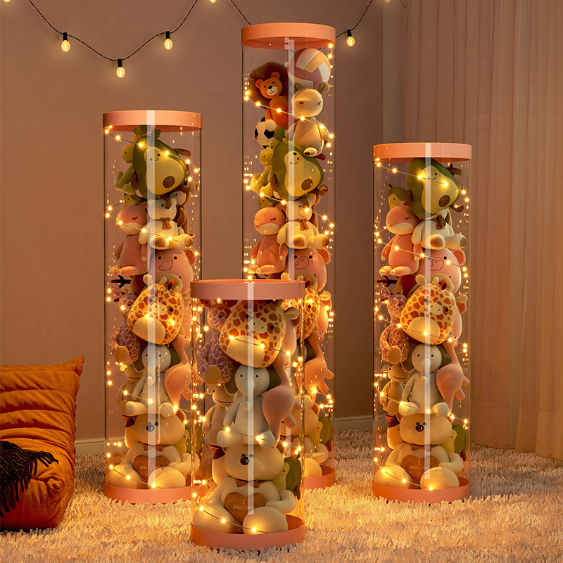 玩具毛绒娃娃收纳桶玩偶收纳筐公仔儿童玩具收纳筒神器收纳篮透明